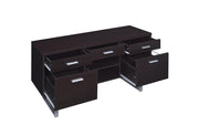 Lawtey 5-drawer Credenza with Adjustable Shelf Cappuccino - Theo's Factory Direct Mattress & Furniture (Columbus, OH)