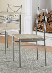 Anna Fontana 5-piece Rectangular Dining Set Brushed Silver - Theo's Factory Direct Mattress & Furniture (Columbus, OH)