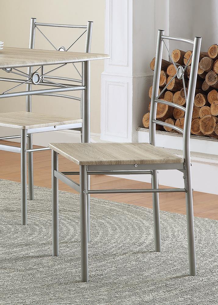 Anna Fontana 5-piece Rectangular Dining Set Brushed Silver - Theo's Factory Direct Mattress & Furniture (Columbus, OH)