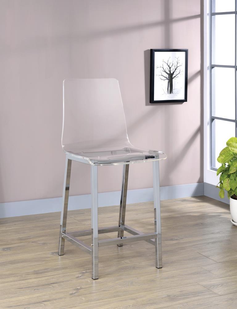 Juelia Counter Height Stools Chrome and Clear Acrylic (Set of 2) - Theo's Factory Direct Mattress & Furniture (Columbus, OH)