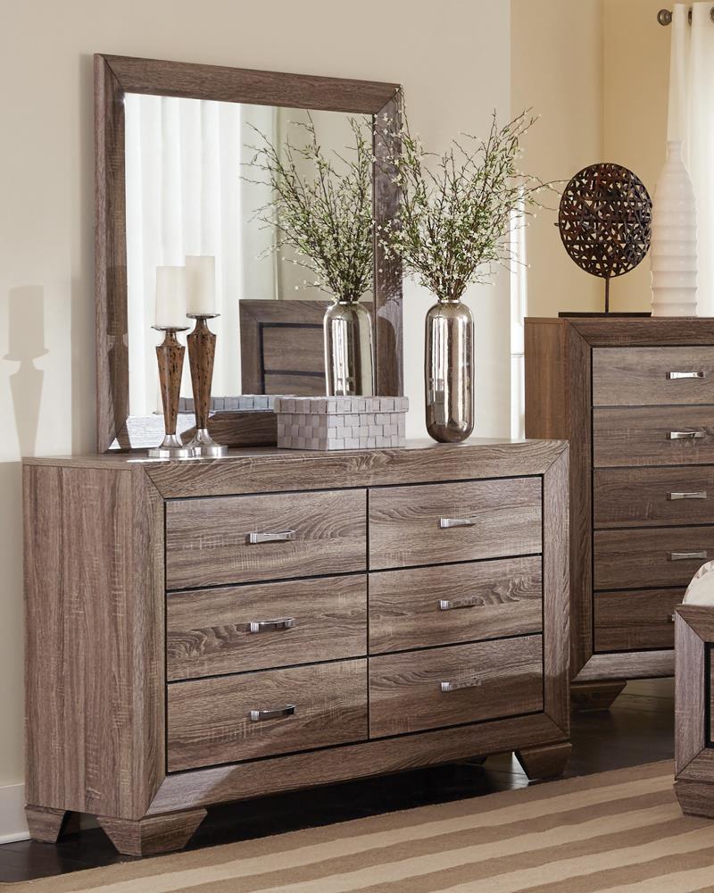 Kauffman 6-drawer Dresser Washed Taupe - Theo's Factory Direct Mattress & Furniture (Columbus, OH)