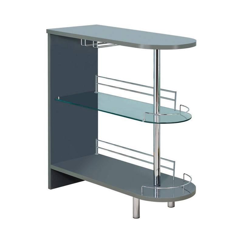Adolfo 3-tier Bar Table Glossy Grey and Clear - Theo's Factory Direct Mattress & Furniture (Columbus, OH)