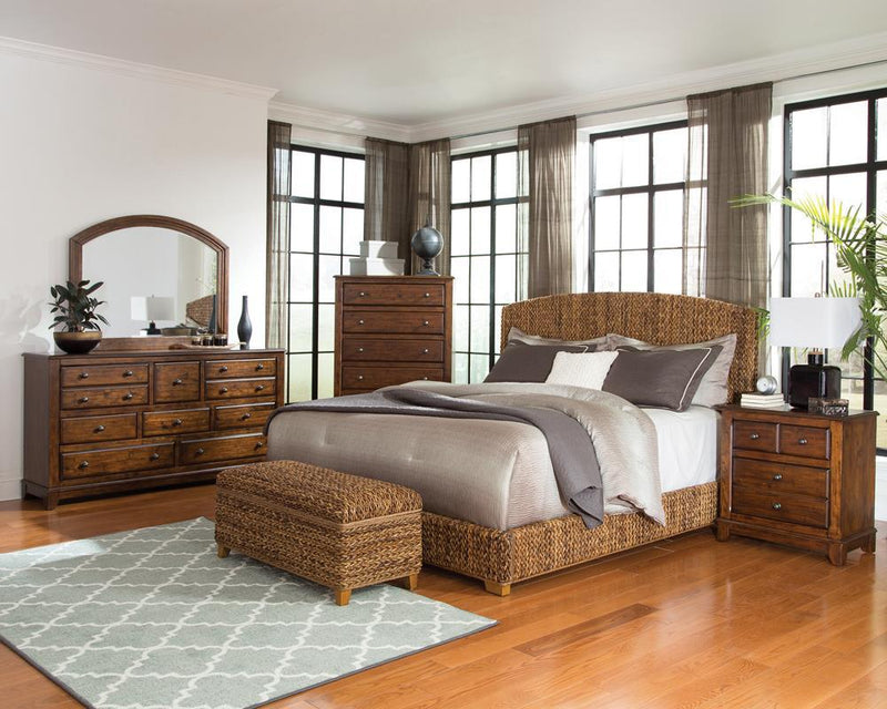 Laughton Hand-Woven Banana Leaf California King, E.King, & Queen Bed Amber - Theo's Factory Direct Mattress & Furniture (Columbus, OH)