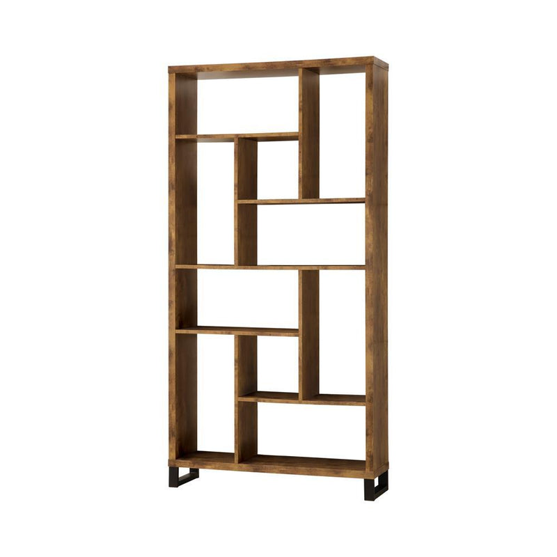 Delwin 10-shelf Bookcase Antique Nutmeg - Theo's Factory Direct Mattress & Furniture (Columbus, OH)