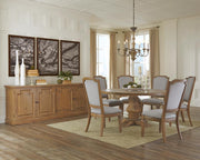 Florence Round Pedestal Dining Table Rustic Smoke - Theo's Factory Direct Mattress & Furniture (Columbus, OH)