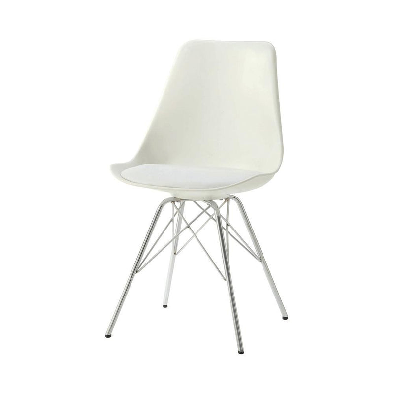 Juniper Armless Dining Chairs White and Chrome (Set of 2) - Theo's Factory Direct Mattress & Furniture (Columbus, OH)