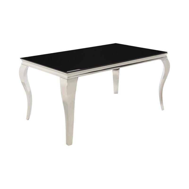 Carone Rectangular Dining Table Chrome and Black - Theo's Factory Direct Mattress & Furniture (Columbus, OH)