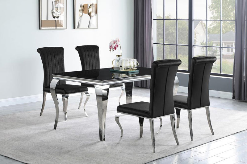 Betty Upholstered Side Chairs Black and Chrome (Set of 4) - Theo's Factory Direct Mattress & Furniture (Columbus, OH)