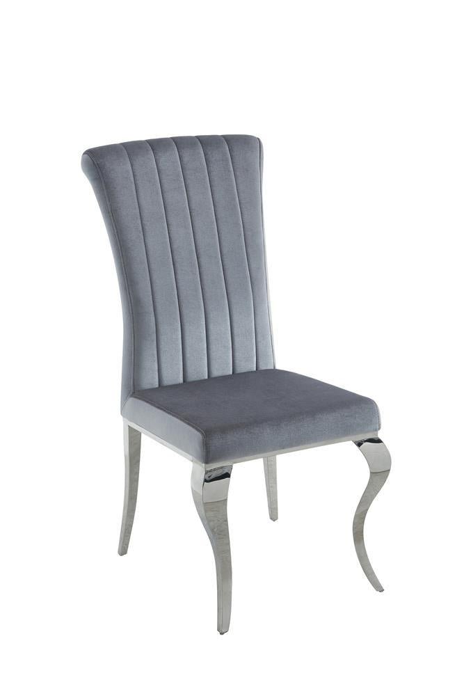 Betty Upholstered Side Chairs Grey and Chrome (Set of 4) - Theo's Factory Direct Mattress & Furniture (Columbus, OH)