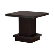 Reston Pedestal Square End Table Cappuccino - Theo's Factory Direct Mattress & Furniture (Columbus, OH)