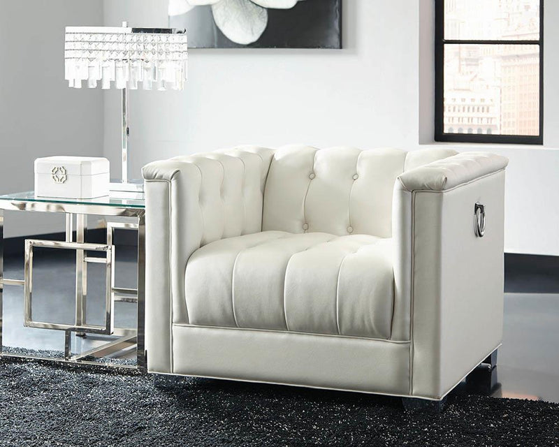 Chaviano Tufted Upholstered Chair Pearl White - Theo's Factory Direct Mattress & Furniture (Columbus, OH)