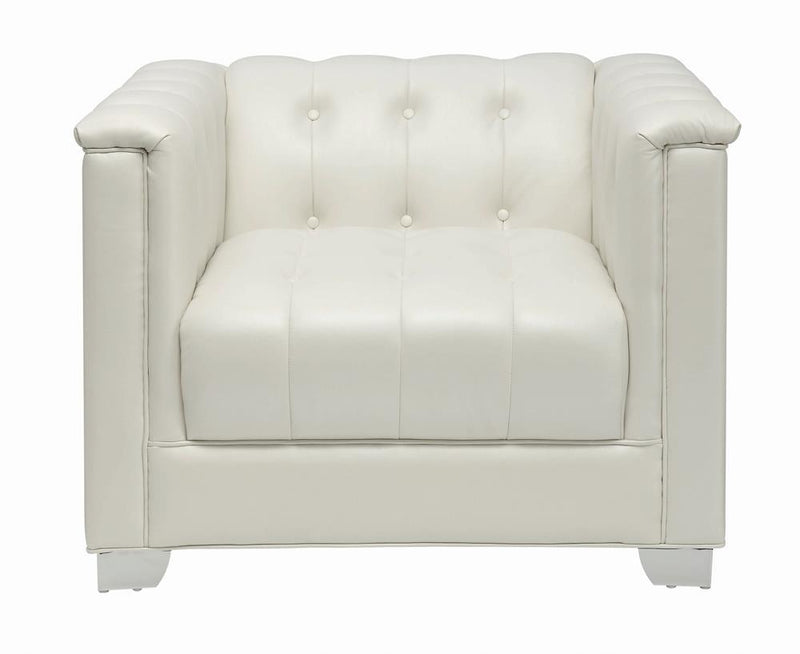 Chaviano Tufted Upholstered Chair Pearl White - Theo's Factory Direct Mattress & Furniture (Columbus, OH)
