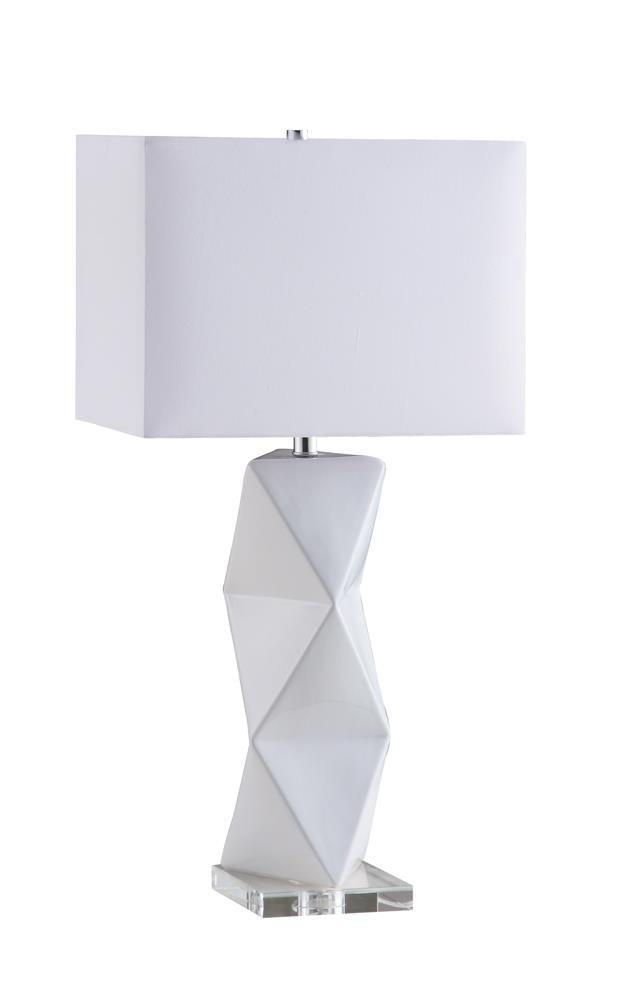 Camie Geometric Ceramic Base Table Lamp White - Theo's Factory Direct Mattress & Furniture (Columbus, OH)