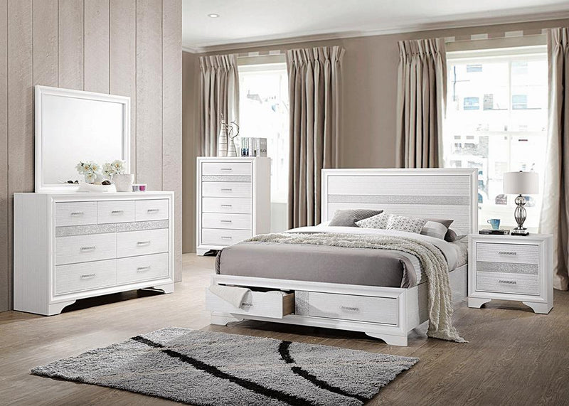 Miranda California King. E.King, & Queen 2-drawer Storage Bed Black & White - Theo's Factory Direct Mattress & Furniture (Columbus, OH)