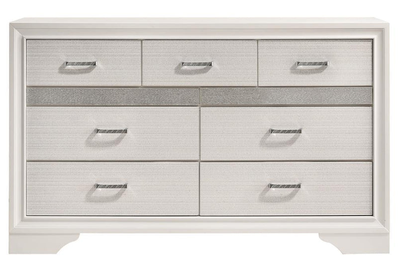 Miranda 7-drawer Dresser White and Rhinestone - Theo's Factory Direct Mattress & Furniture (Columbus, OH)