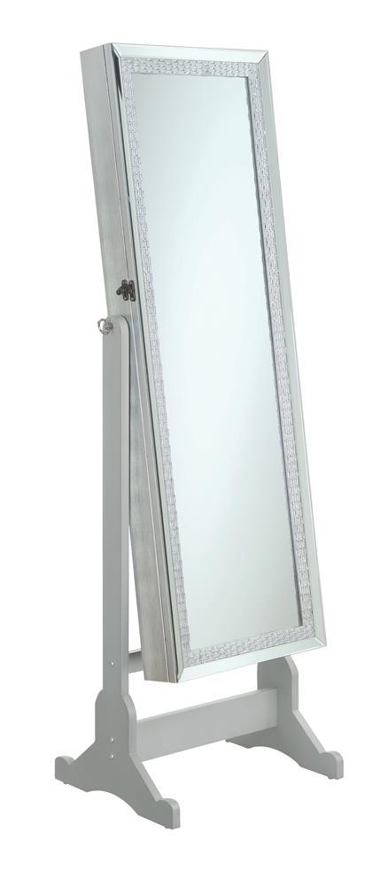Elle Jewelry Cheval Mirror with Crytal Trim Silver - Theo's Factory Direct Mattress & Furniture (Columbus, OH)