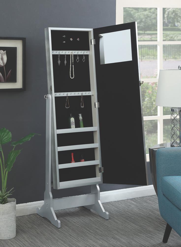 Elle Jewelry Cheval Mirror with Crytal Trim Silver - Theo's Factory Direct Mattress & Furniture (Columbus, OH)