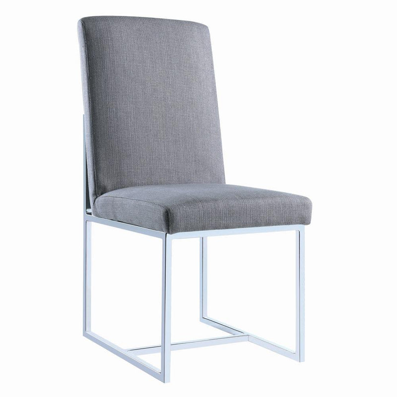 Mackinnon Upholstered Side Chairs Grey and Chrome (Set of 2) - Theo's Factory Direct Mattress & Furniture (Columbus, OH)