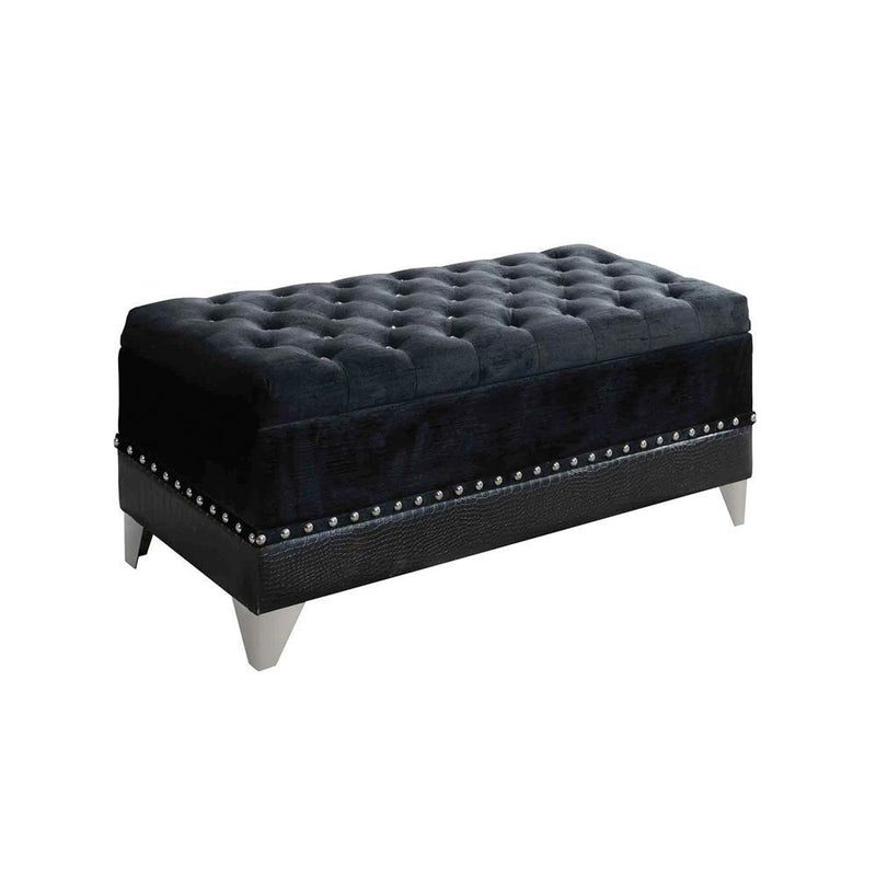 Barzini Tufted Rectangular Trunk with Nailhead Black - Theo's Factory Direct Mattress & Furniture (Columbus, OH)