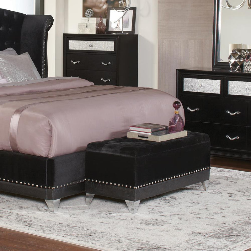 Barzini Tufted Rectangular Trunk with Nailhead Black - Theo's Factory Direct Mattress & Furniture (Columbus, OH)