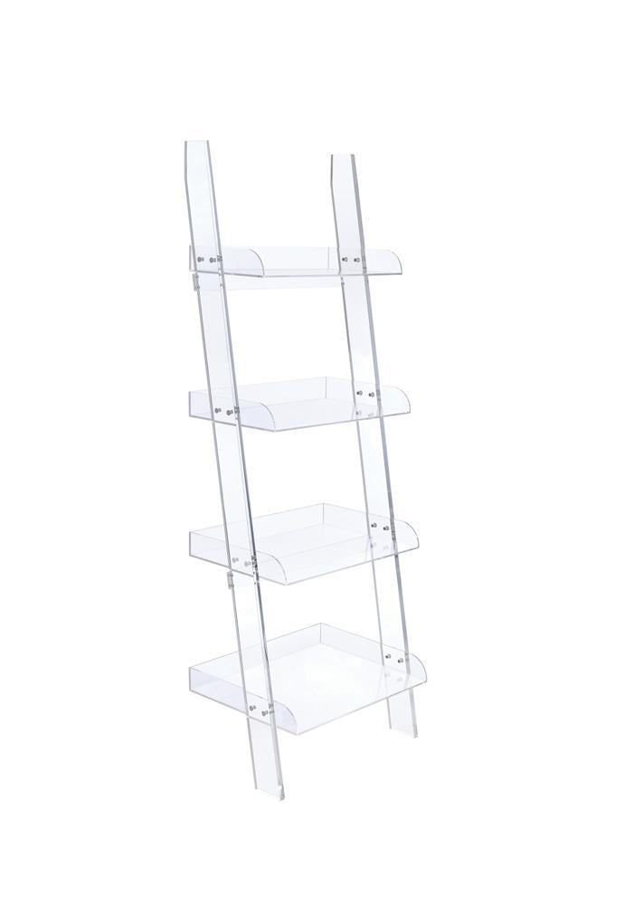 Amaturo 4-shelf Ladder Bookcase Clear - Theo's Factory Direct Mattress & Furniture (Columbus, OH)
