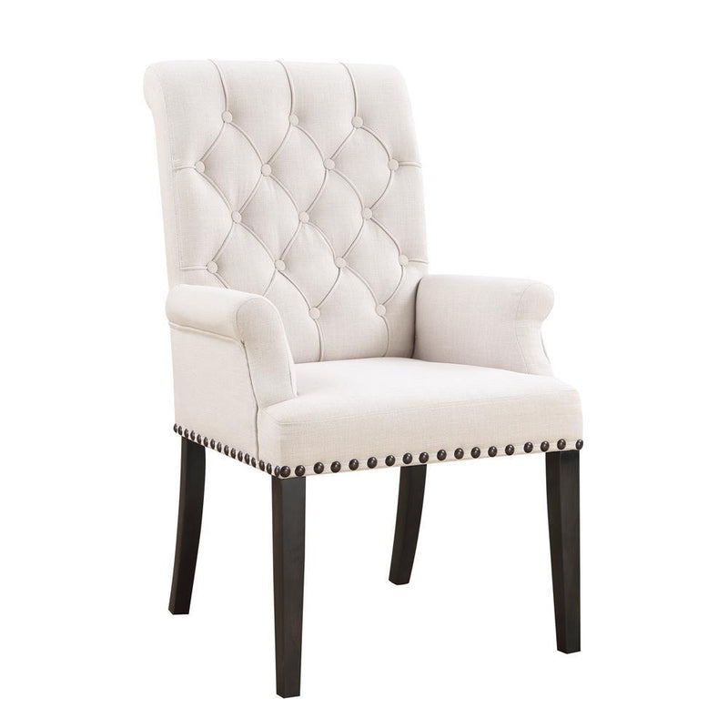 Alana Upholstered Arm Chair Beige and Smokey Black - Theo's Factory Direct Mattress & Furniture (Columbus, OH)
