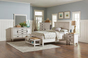 Franco Eastern King & Queen Panel Bed Antique White & Oak - Theo's Factory Direct Mattress & Furniture (Columbus, OH)