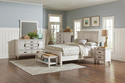 Franco Eastern King & Queen Panel Bed Antique White & Oak - Theo's Factory Direct Mattress & Furniture (Columbus, OH)