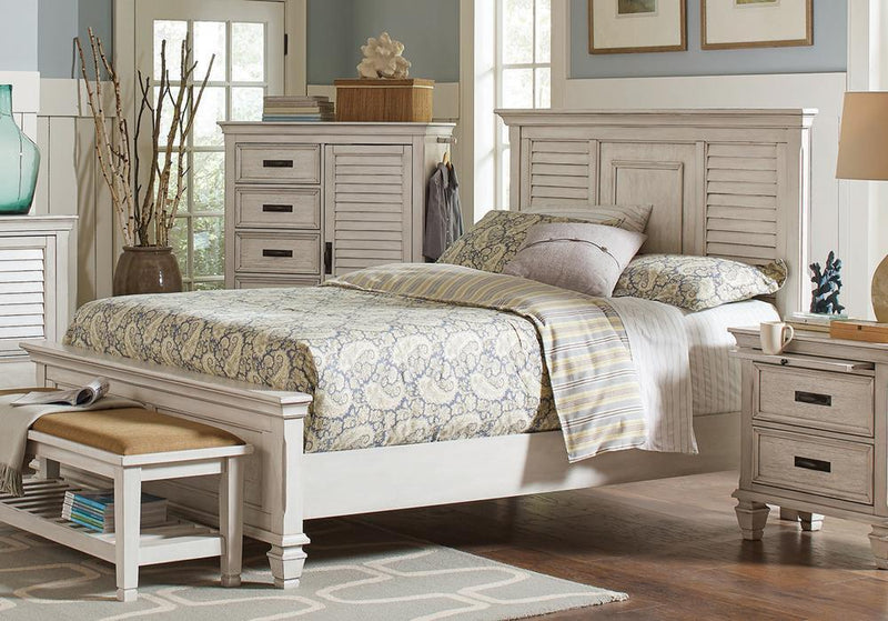 Franco Eastern King & Queen Panel Bed Antique White & Oak - Theo's Factory Direct Mattress & Furniture (Columbus, OH)