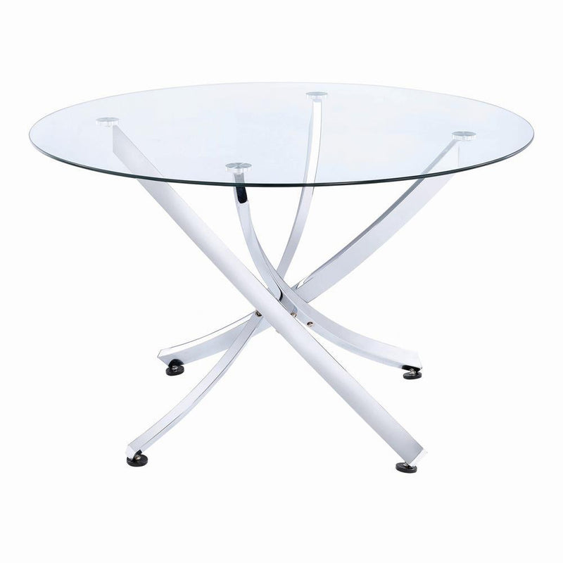 Beckham Round Dining Table Chrome and Clear - Theo's Factory Direct Mattress & Furniture (Columbus, OH)