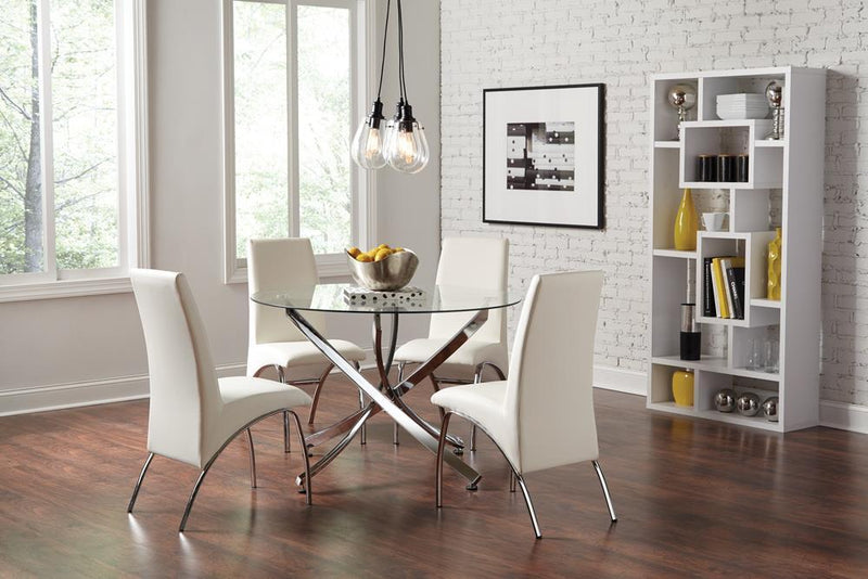 Beckham Round Dining Table Chrome and Clear - Theo's Factory Direct Mattress & Furniture (Columbus, OH)
