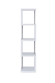 Baxter 4-shelf Bookcase White and Chrome - Theo's Factory Direct Mattress & Furniture (Columbus, OH)