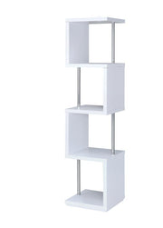 Baxter 4-shelf Bookcase White and Chrome - Theo's Factory Direct Mattress & Furniture (Columbus, OH)