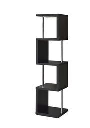 Baxter 4-shelf Bookcase Black and Chrome - Theo's Factory Direct Mattress & Furniture (Columbus, OH)