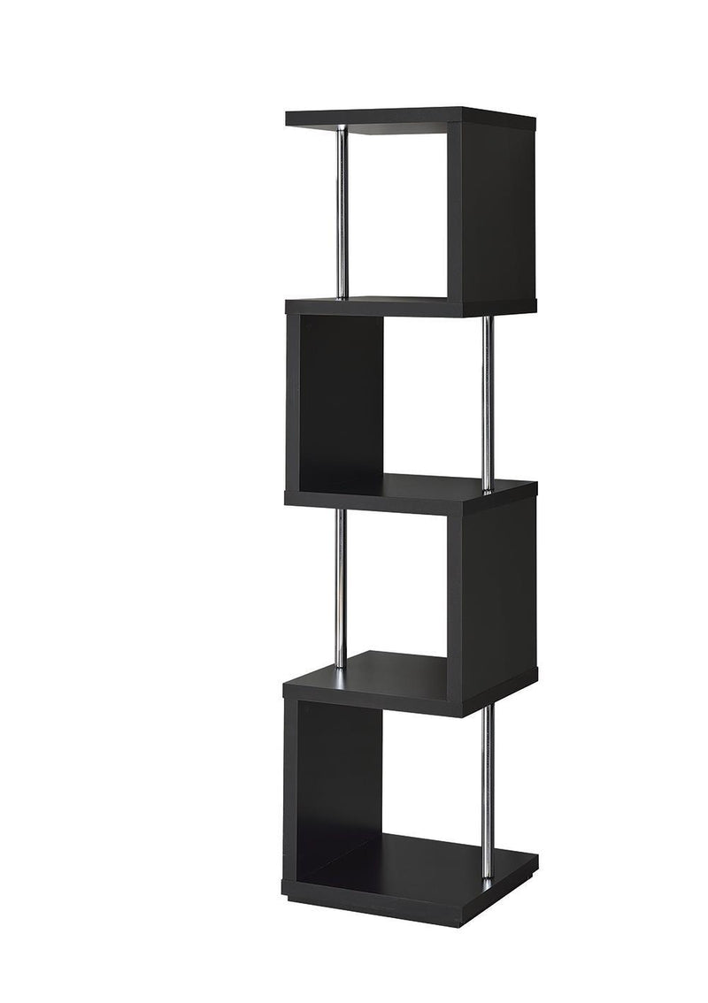 Baxter 4-shelf Bookcase Black and Chrome - Theo's Factory Direct Mattress & Furniture (Columbus, OH)