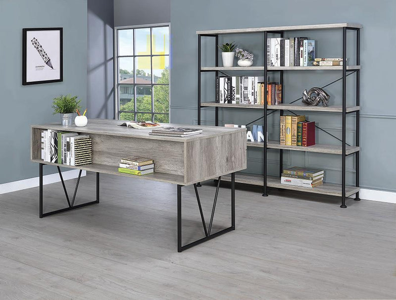 Analiese 4-drawer Writing Desk Grey Driftwood - Theo's Factory Direct Mattress & Furniture (Columbus, OH)