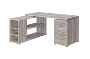 Yvette L-shape Office Desk Grey Driftwood - Theo's Factory Direct Mattress & Furniture (Columbus, OH)