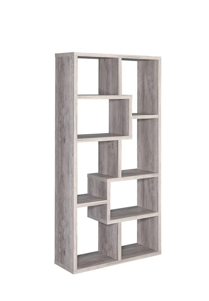 Theo 10-shelf Bookcase Grey Driftwood - Theo's Factory Direct Mattress & Furniture (Columbus, OH)
