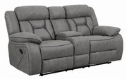Higgins Pillow Top Arm Motion Loveseat with Console Grey - Theo's Factory Direct Mattress & Furniture (Columbus, OH)
