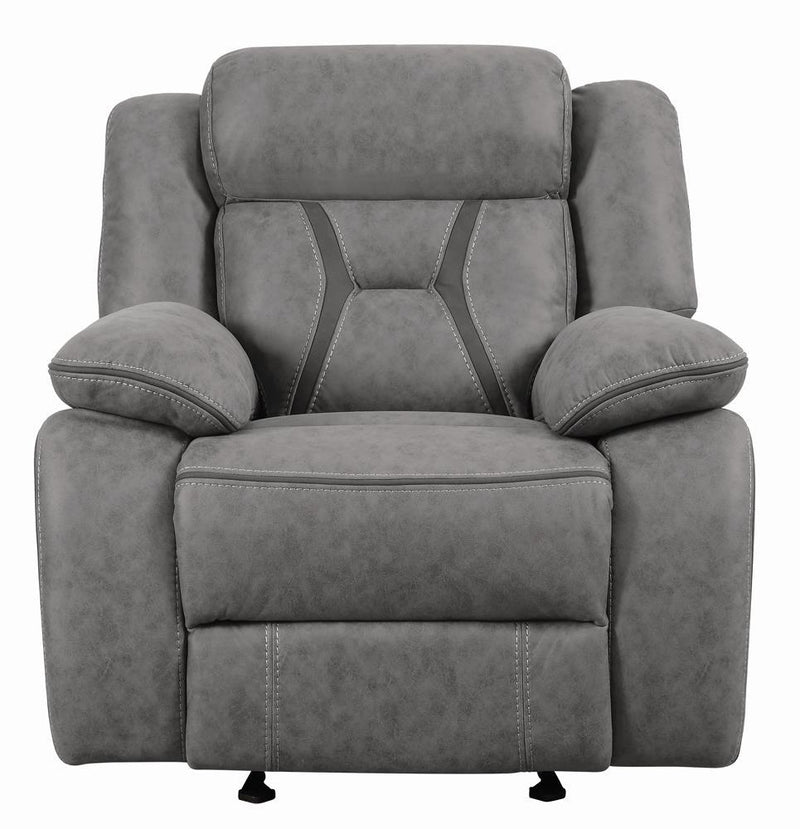 Higgins Overstuffed Upholstered Glider Recliner Grey - Theo's Factory Direct Mattress & Furniture (Columbus, OH)