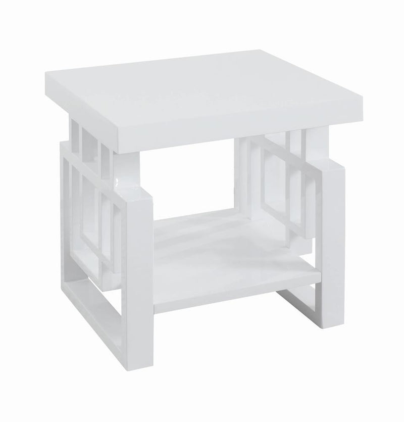 Schmitt Rectangular End Table High Glossy White - Theo's Factory Direct Mattress & Furniture (Columbus, OH)