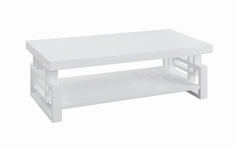 Schmitt Rectangular Coffee Table High Glossy White - Theo's Factory Direct Mattress & Furniture (Columbus, OH)