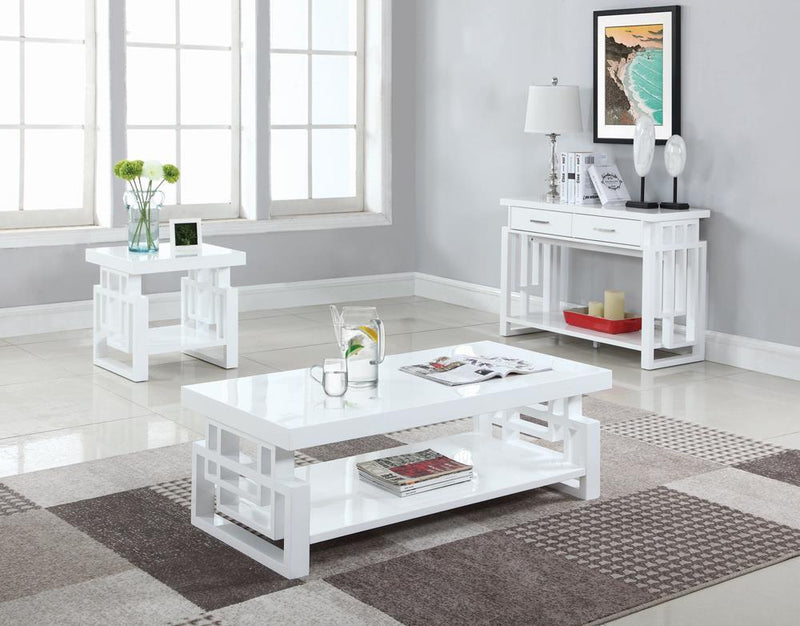 Schmitt Rectangular Coffee Table High Glossy White - Theo's Factory Direct Mattress & Furniture (Columbus, OH)