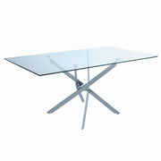 Carmelo X-shaped Dining Table Chrome and Clear - Theo's Factory Direct Mattress & Furniture (Columbus, OH)