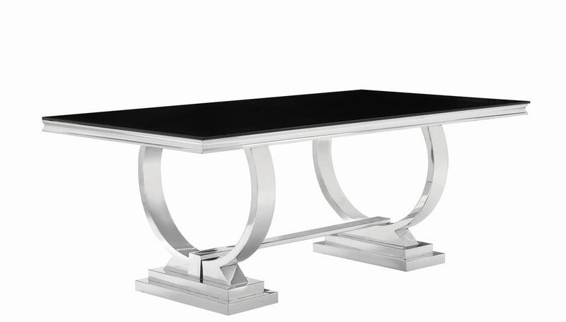 Antoine Rectangular Dining Table Chrome and Black - Theo's Factory Direct Mattress & Furniture (Columbus, OH)