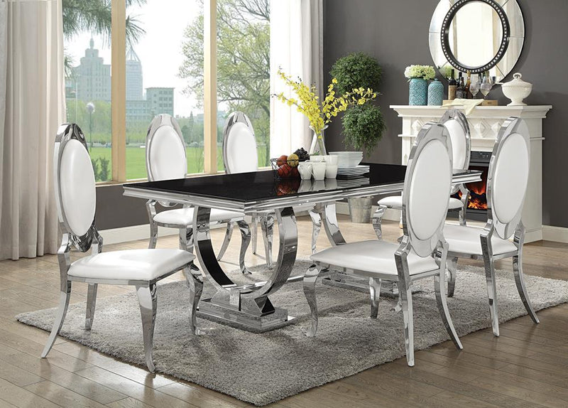 Antoine Rectangular Dining Table Chrome and Black - Theo's Factory Direct Mattress & Furniture (Columbus, OH)