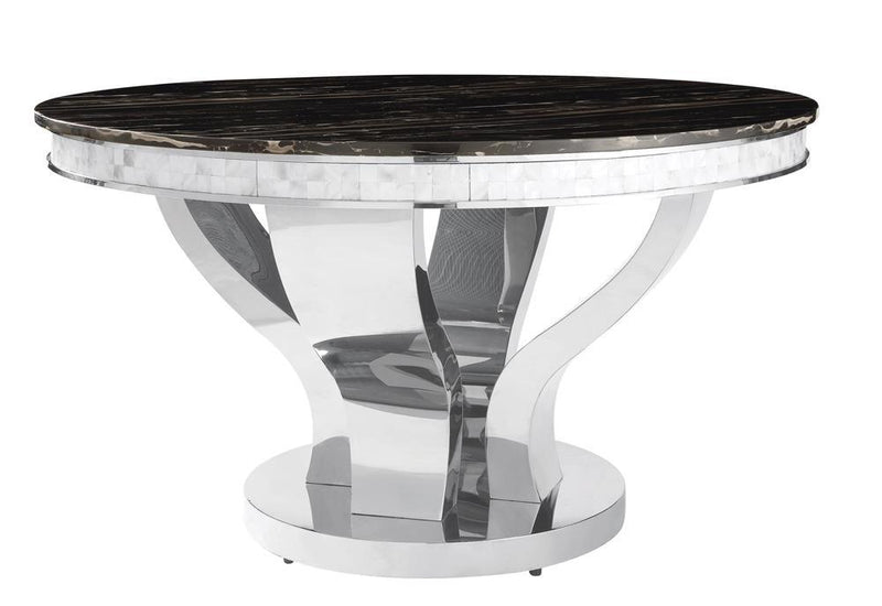 Anchorage Round Dining Table Chrome and Black - Theo's Factory Direct Mattress & Furniture (Columbus, OH)
