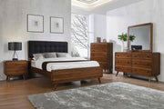 Robyn California King, E.King, & Queen Bed with Upholstered Headboard Dark Walnut - Theo's Factory Direct Mattress & Furniture (Columbus, OH)