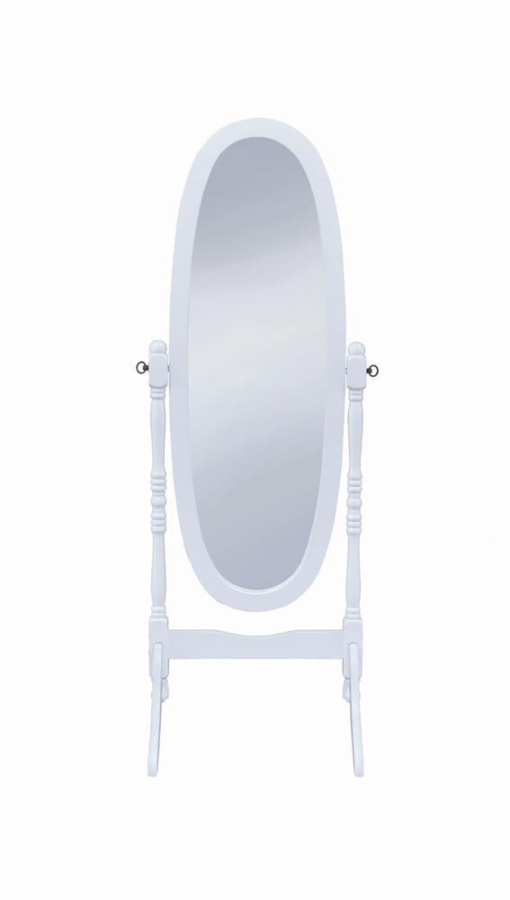 Foyet Oval Cheval Mirror White - Theo's Factory Direct Mattress & Furniture (Columbus, OH)