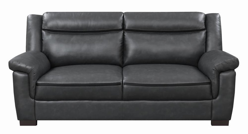 Arabella Pillow Top Upholstered Sofa Grey - Theo's Factory Direct Mattress & Furniture (Columbus, OH)